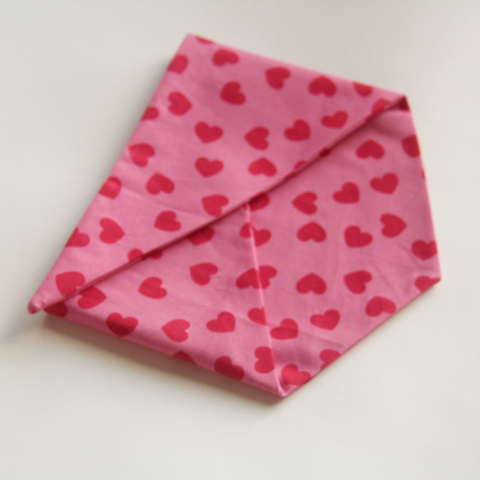 pink cotton with red hearts pet bandana for dogs and cats detail