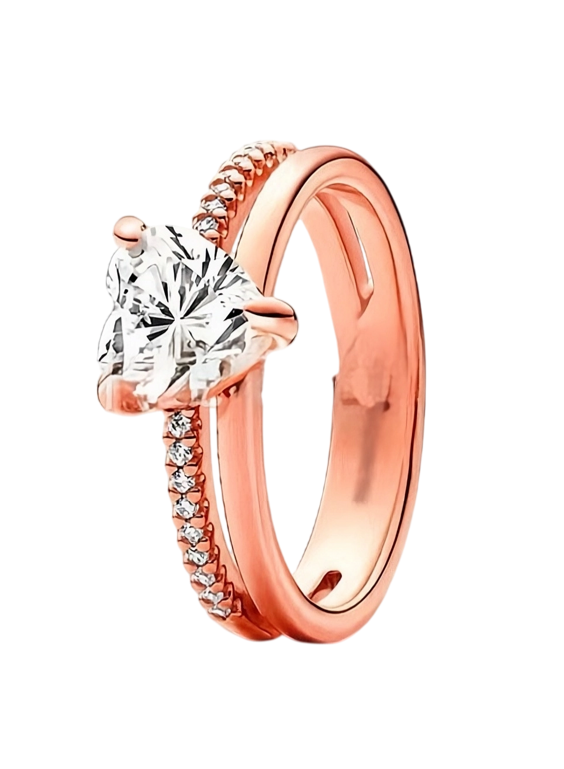 Anillo Infinito Rosado Corazon Blanco