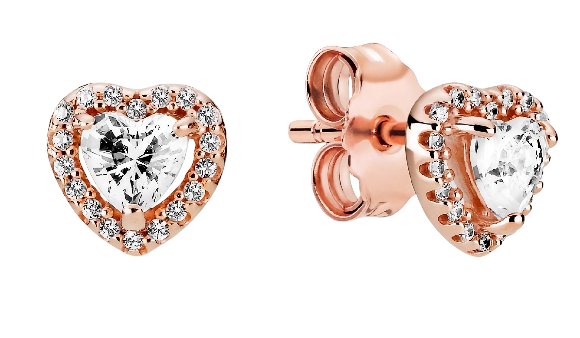 Aretes Rosados Corazon Blanco