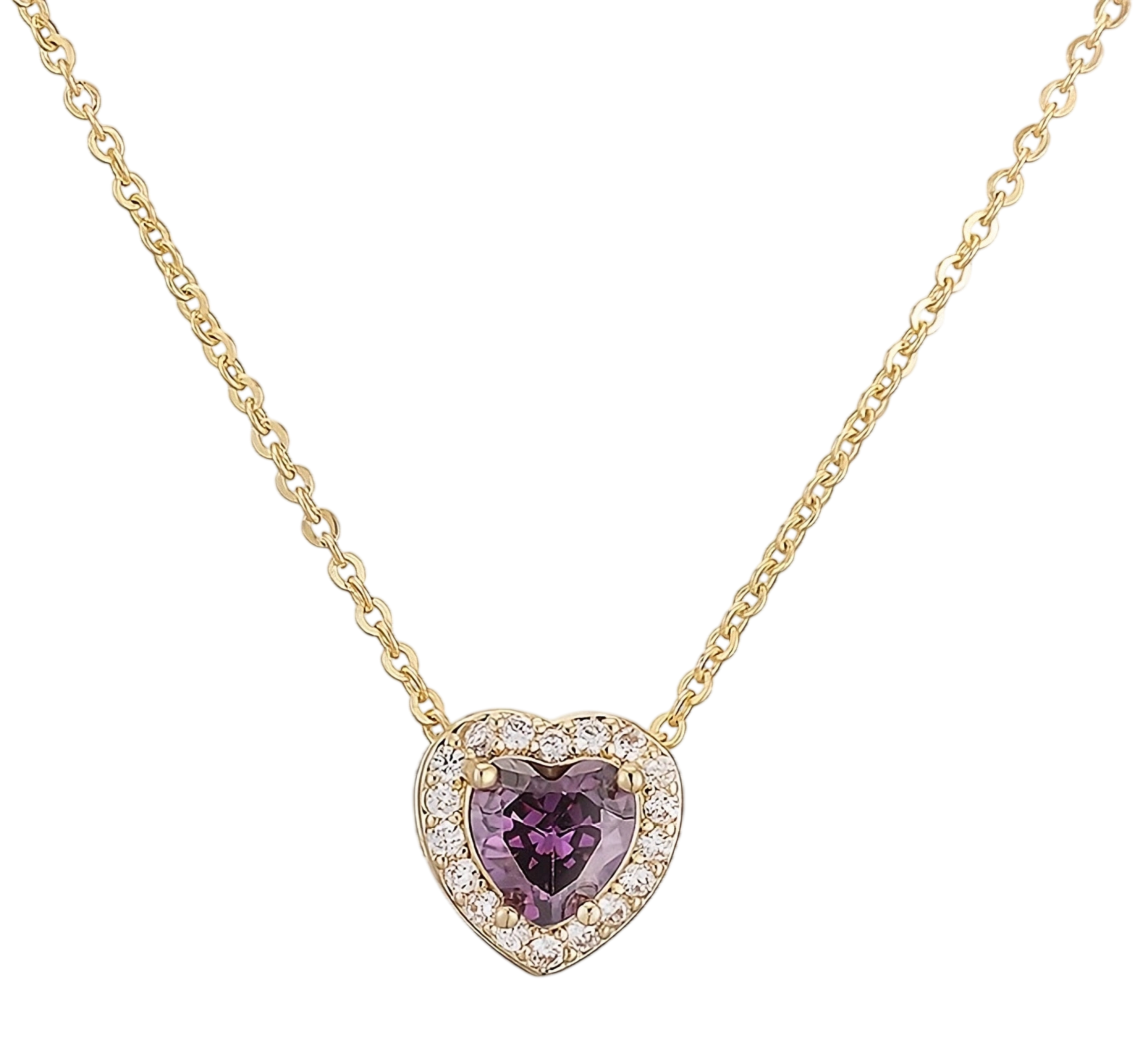 Collar Dorado Corazón Morado