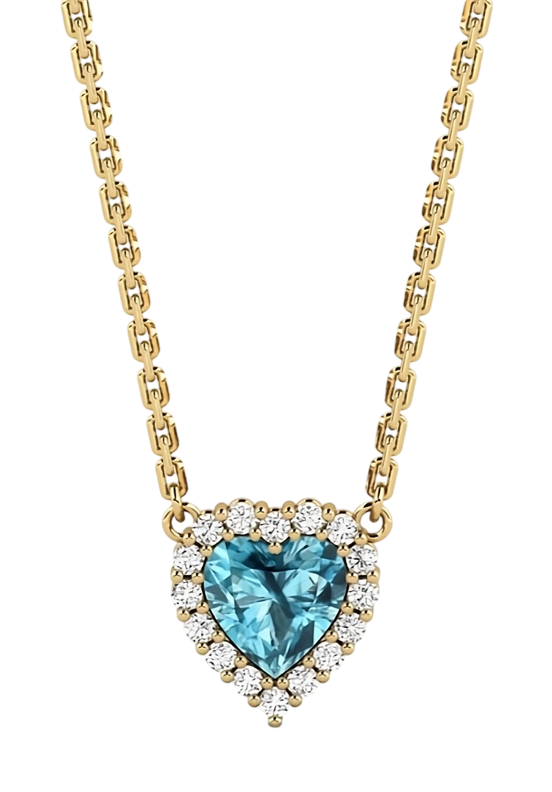 Collar Dorado Corazón Azul