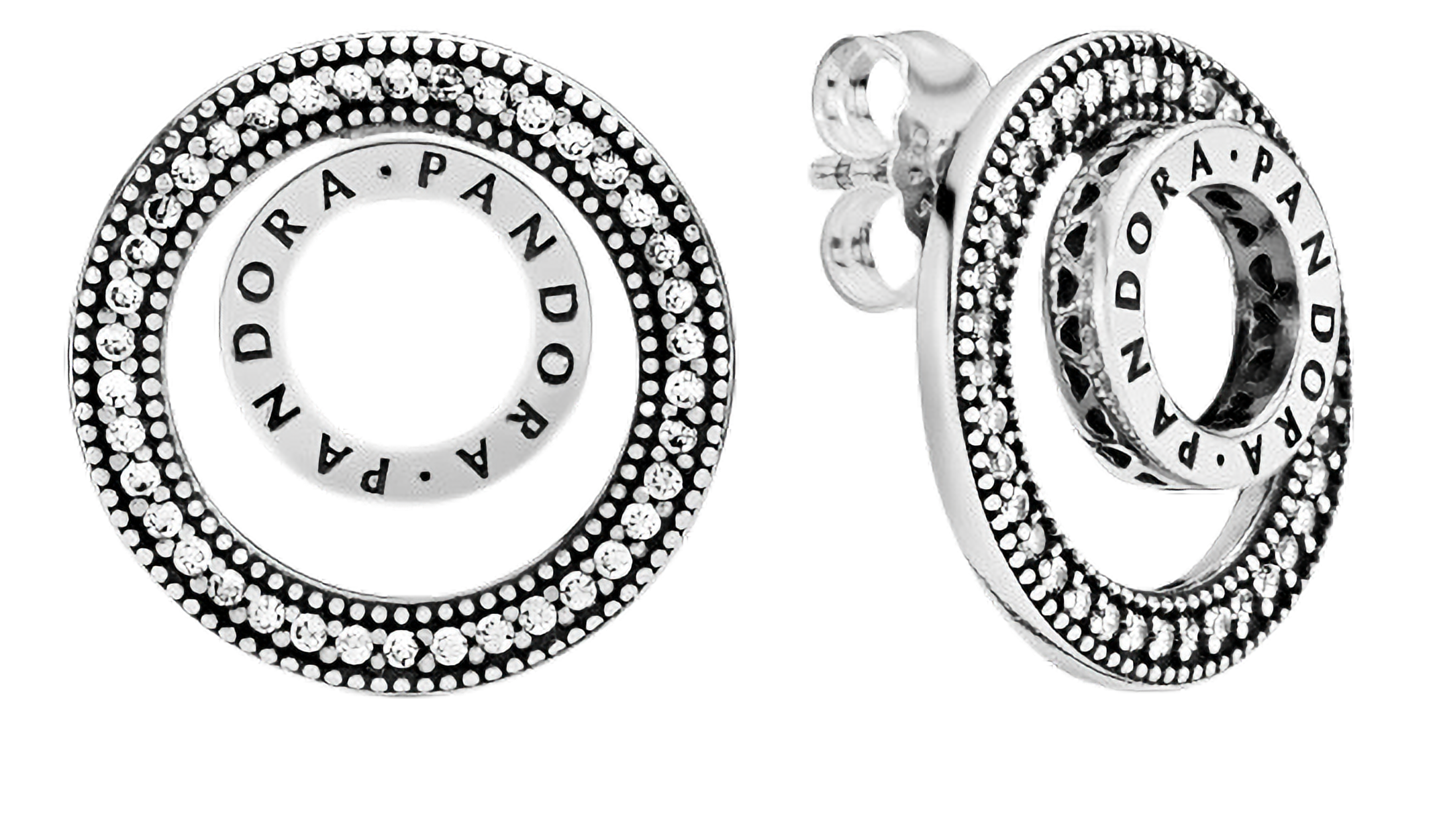 Aretes De Botón Reversibles Círculo De Pavé
