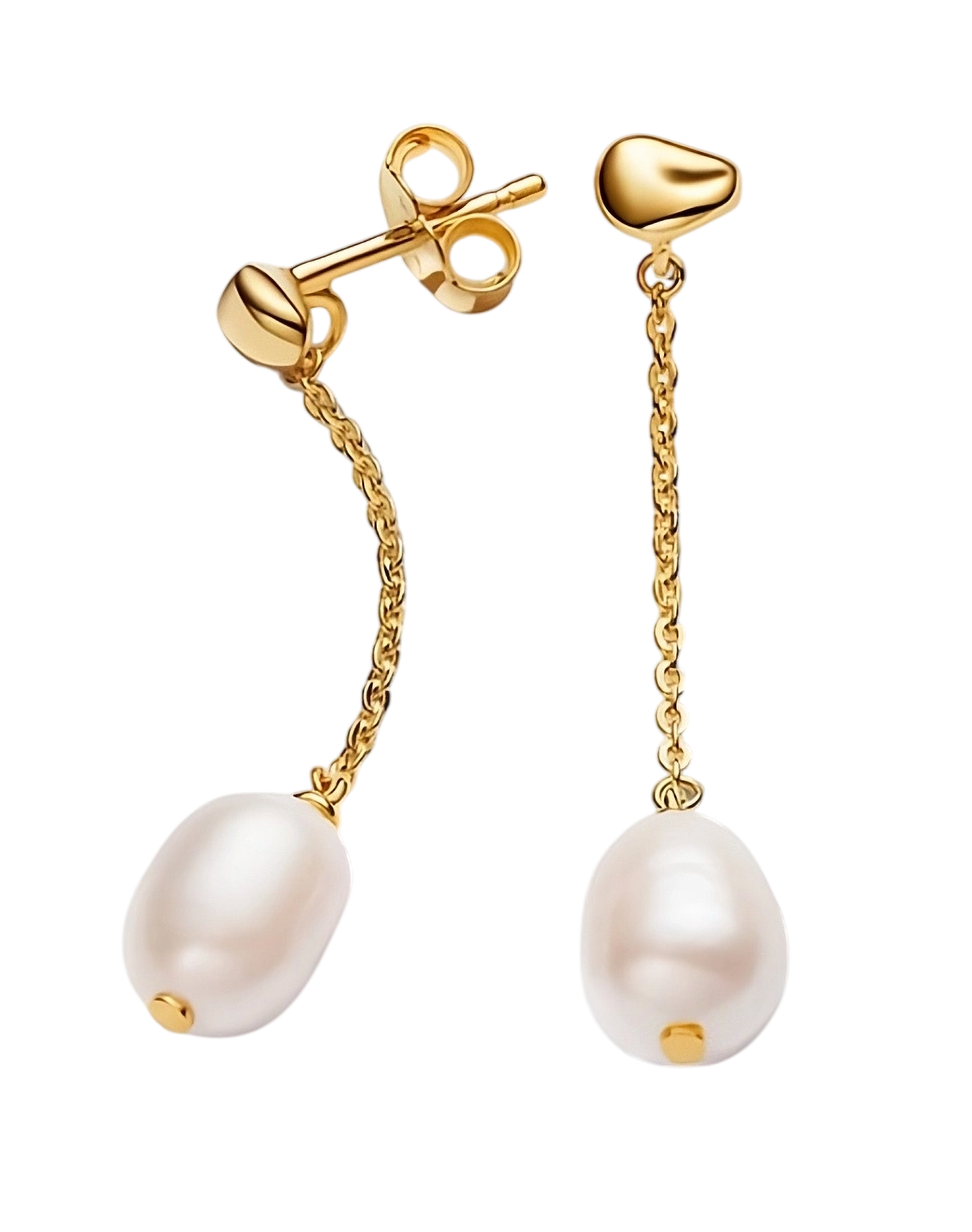 Aretes Dorados Perlas Colgantes