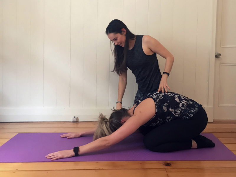 Kate showing stretching technique