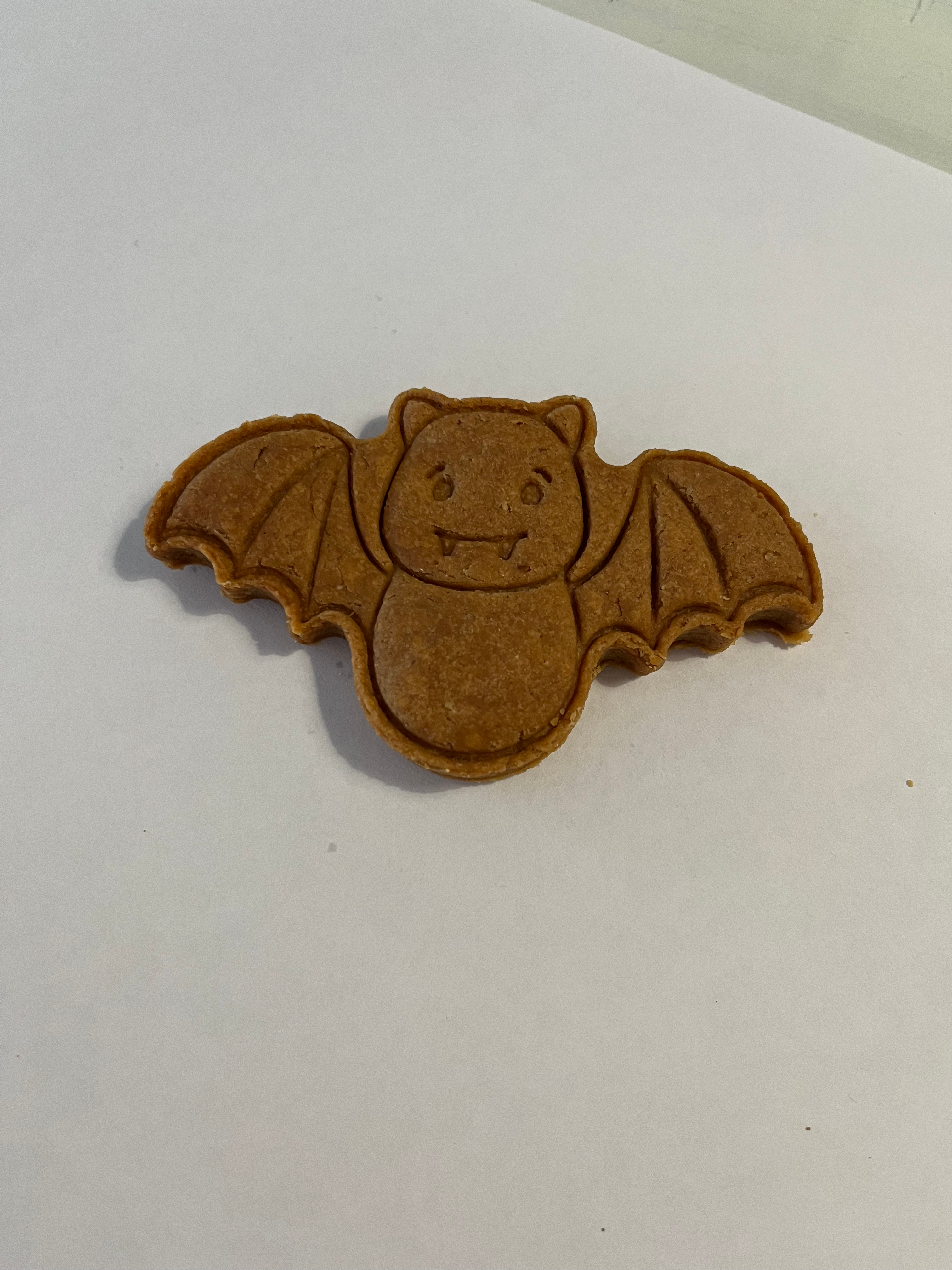 A dog friendly cookie shaped aa a bat.