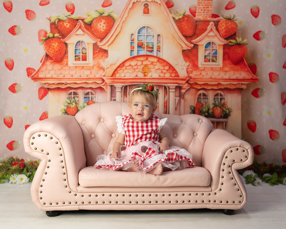 Strawberry Shortcake Cake Smash and Milk Bath - Littleton Cake Smash Photographer