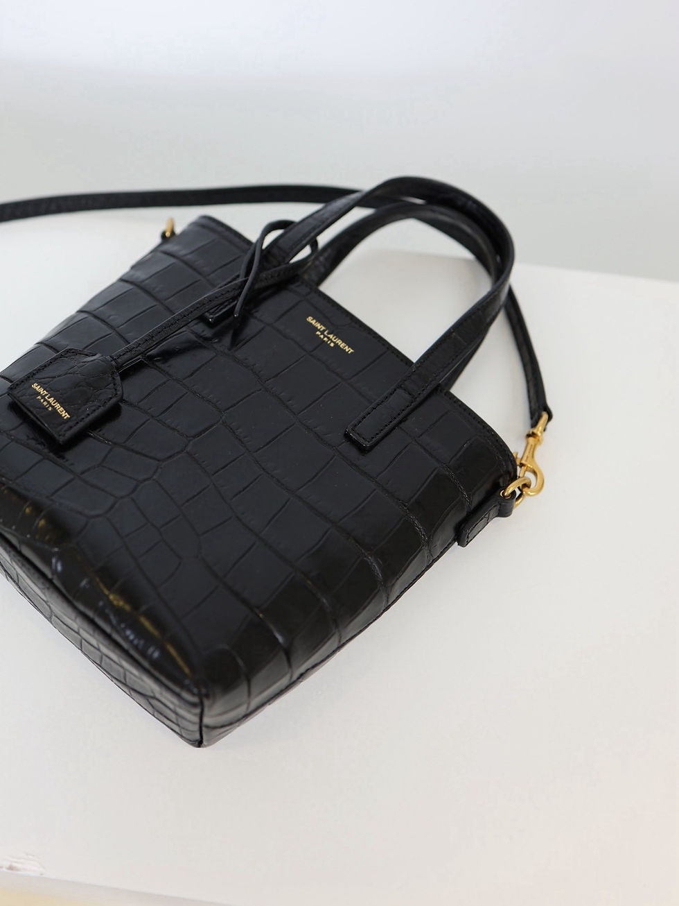 縮圖：二手Ysl mini tote 鱷魚壓紋