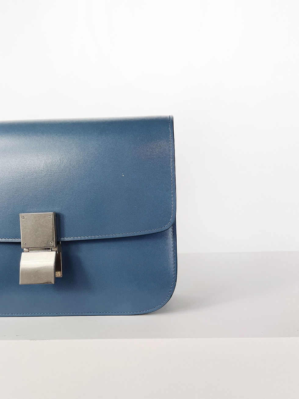 縮圖：CELINE BOX MEDIUM 質感藍 銀釦