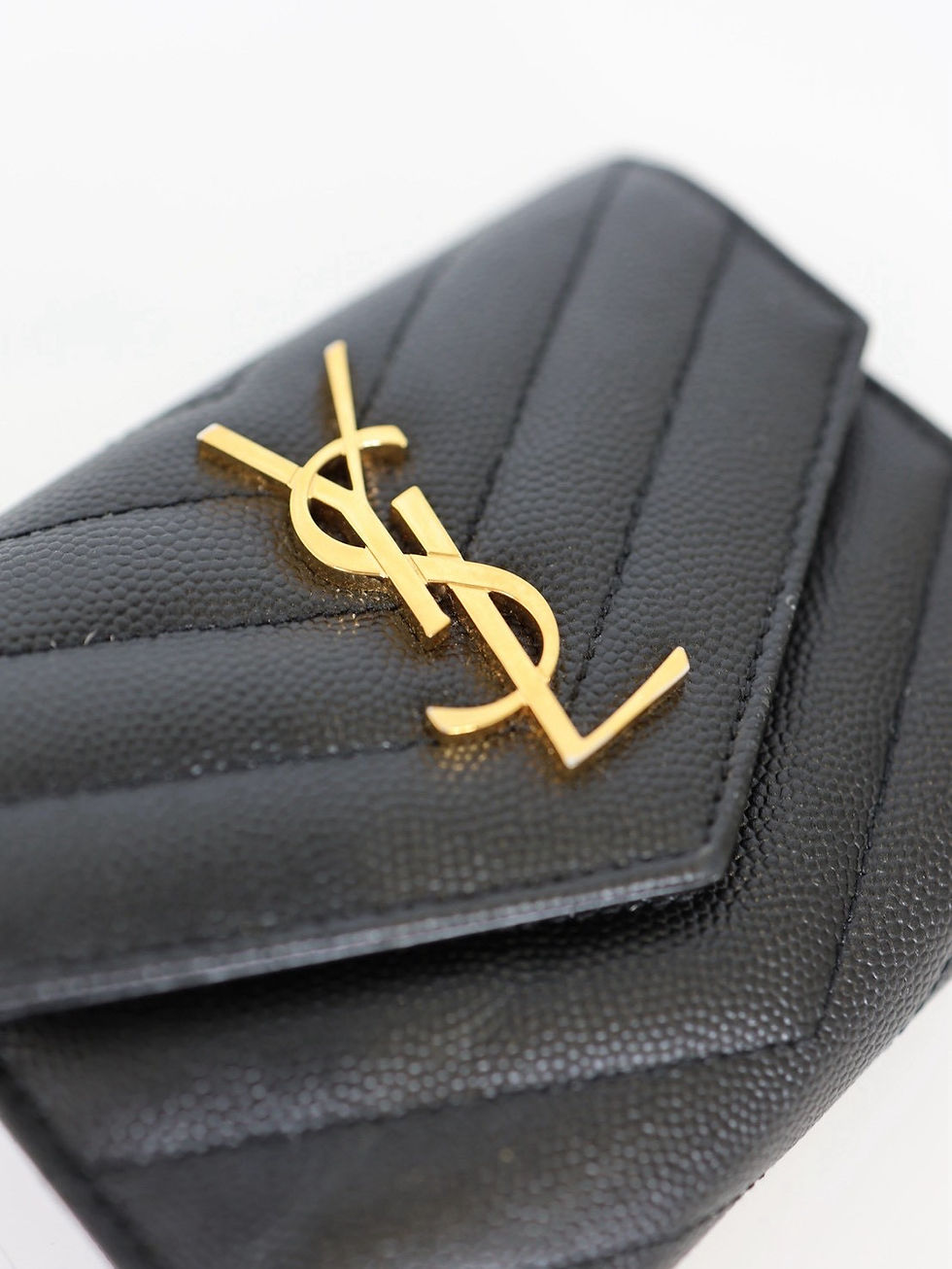 縮圖：二手Ysl 經典短夾 淡金釦