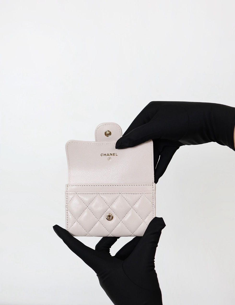 縮圖：Chanel cf 芋泥紫卡包 荔枝牛晶片款