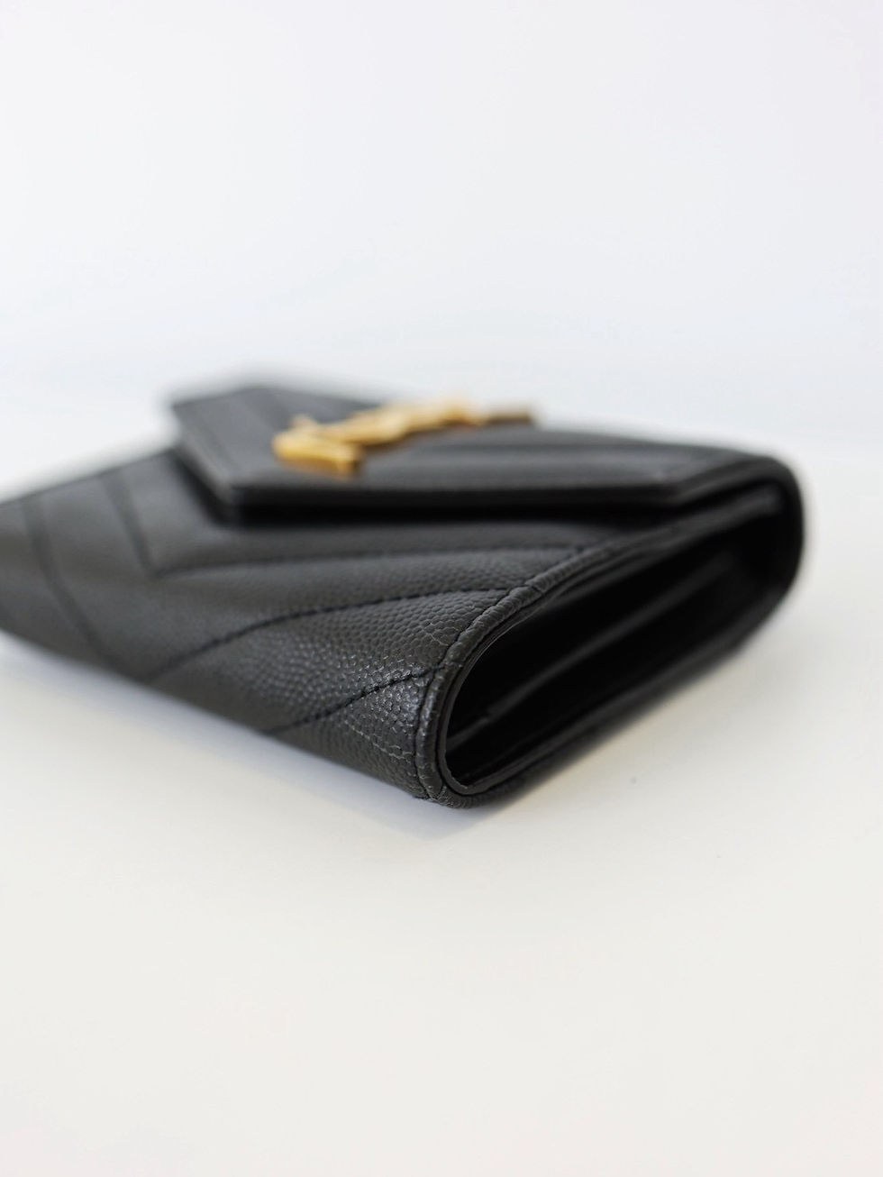 縮圖：二手Ysl 經典短夾 淡金釦