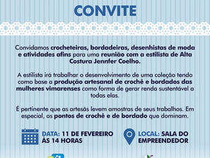 Estilista de Alta Costura Jennfer Coelho reúne com crocheteiras, bordadeiras e desenhistas de modas