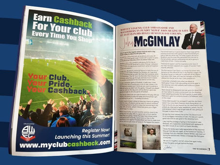 My Club Cashback Featured in the Bolton Wanderers Matchday Programme