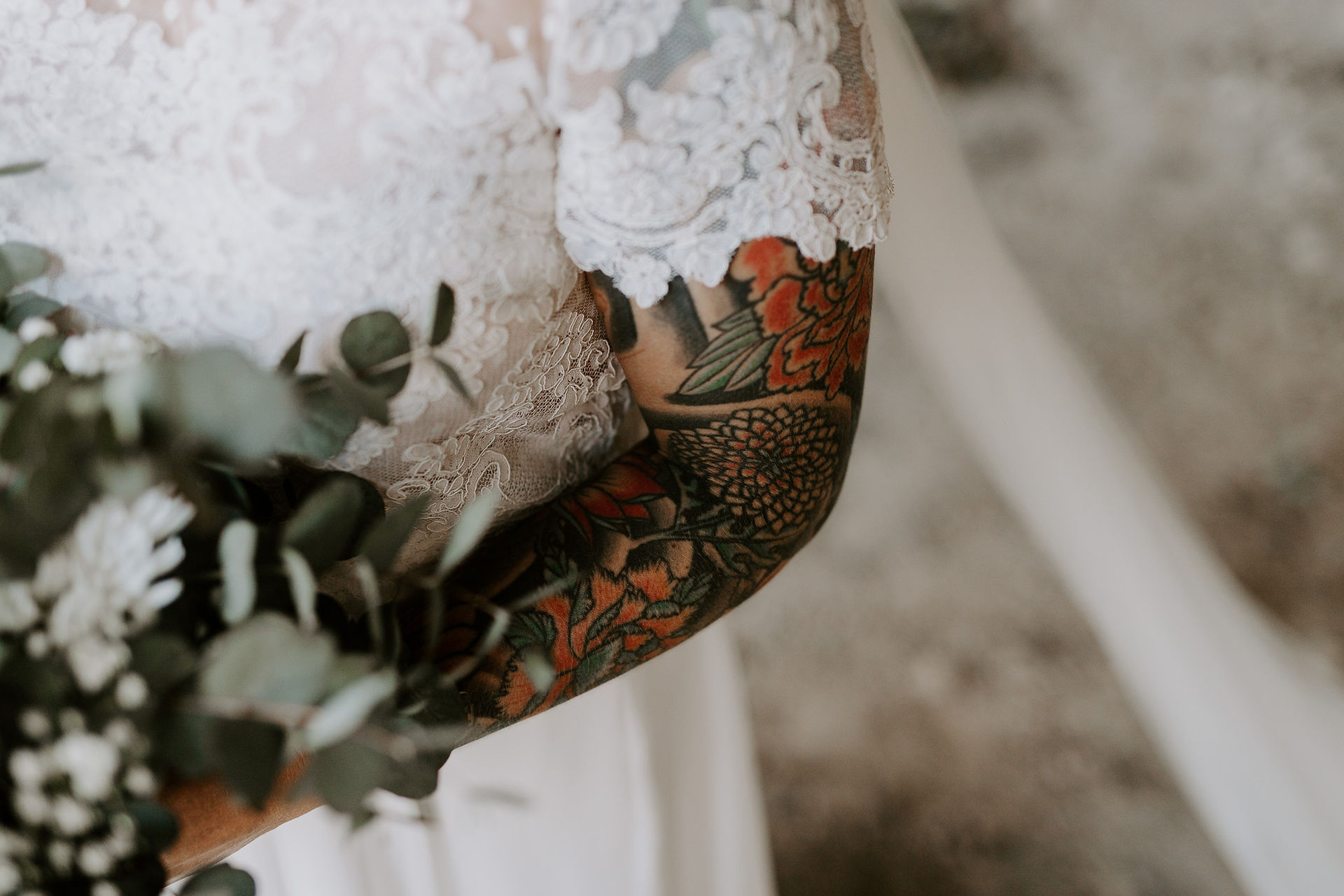 brudbukett, brud, florist, tatuerad brud