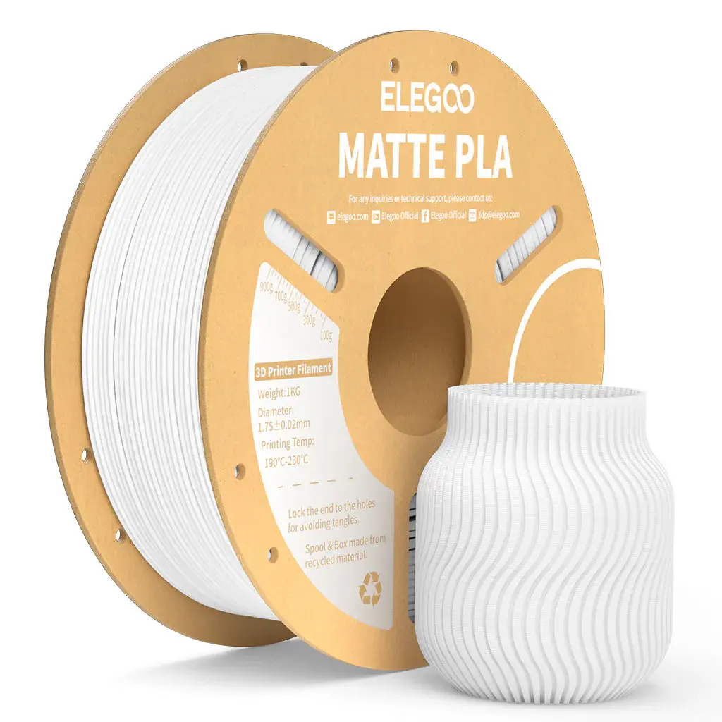 ELEGOO MATTE WHITE PLA 3D PRINTER FILAMENT 1KG