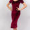 Thumbnail: Amelia Maroon Velvet Off Shoulder Tango Dress