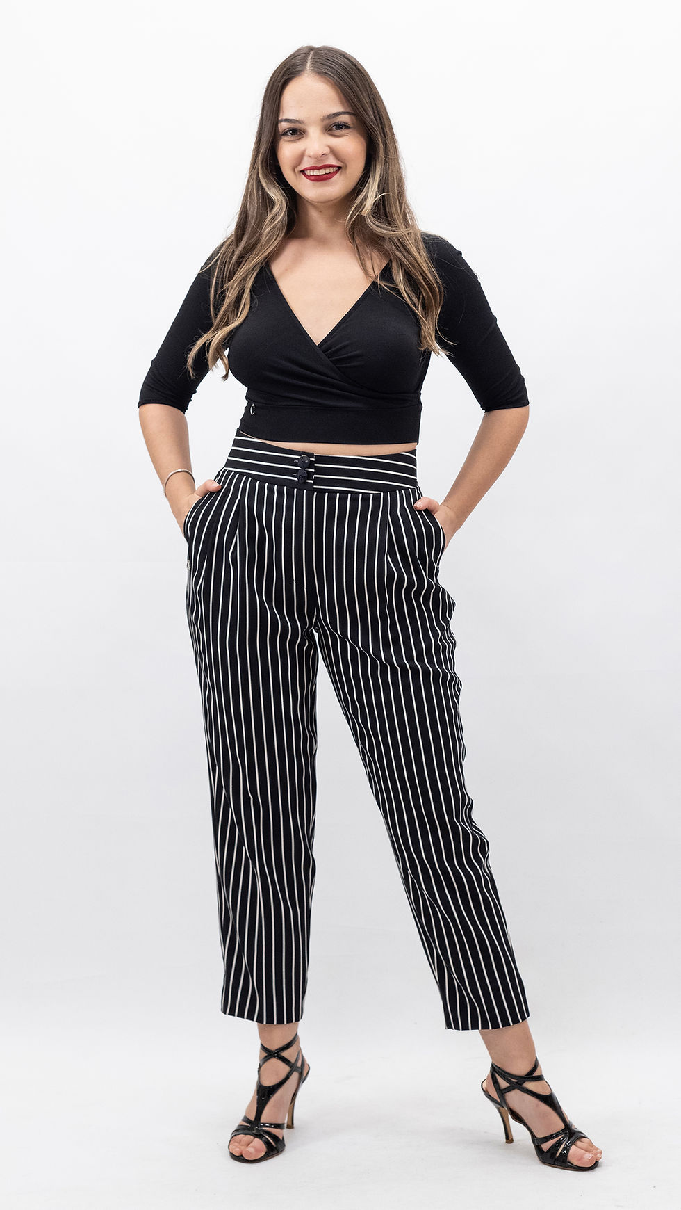 Thumbnail: Tango Pants for Women Black/White Striped