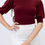 Thumbnail: Maria-Draped Sleeves Tie Back Burgundy Top