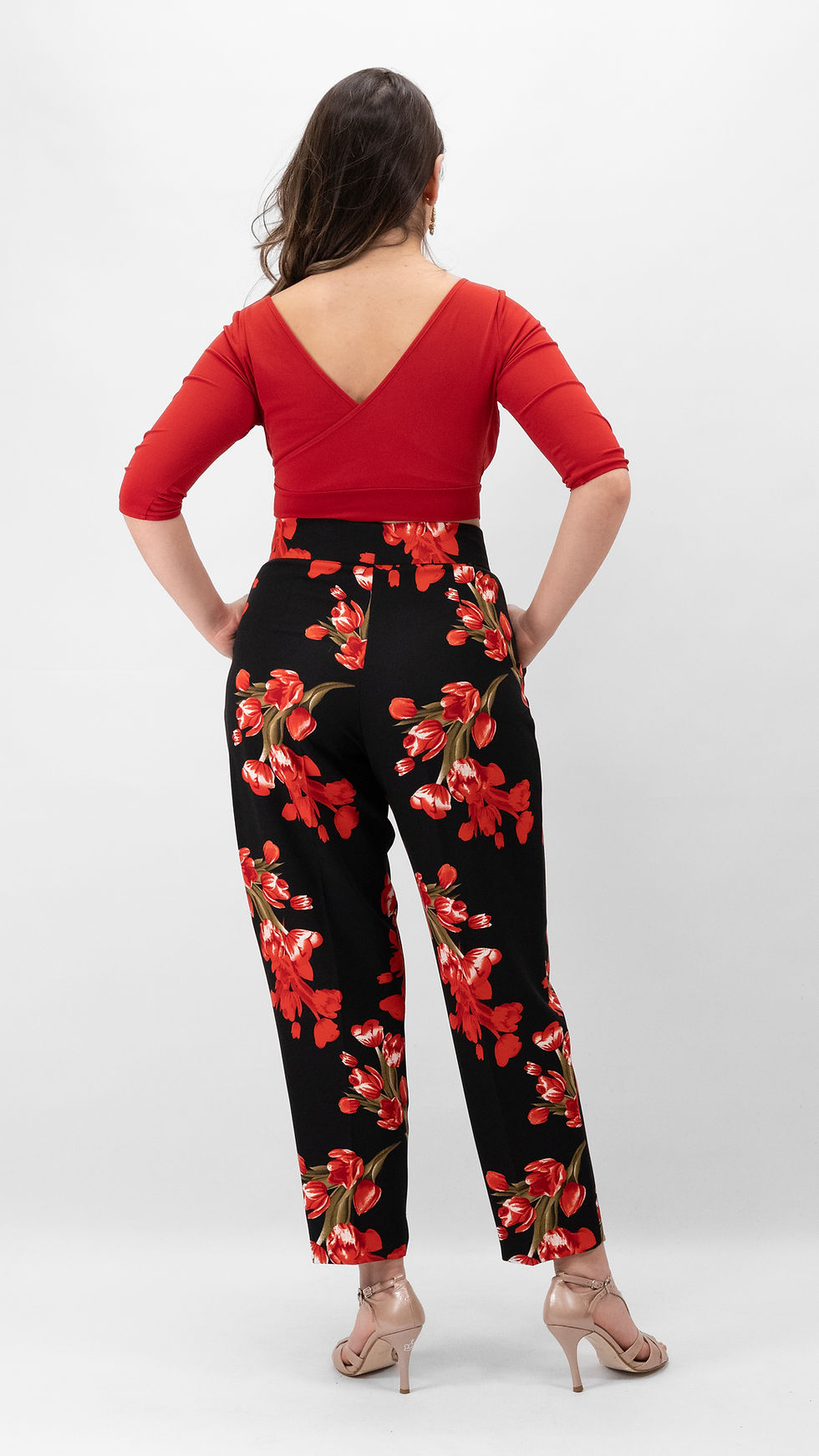Thumbnail: Tango Pants for Women Black With Red Flowers