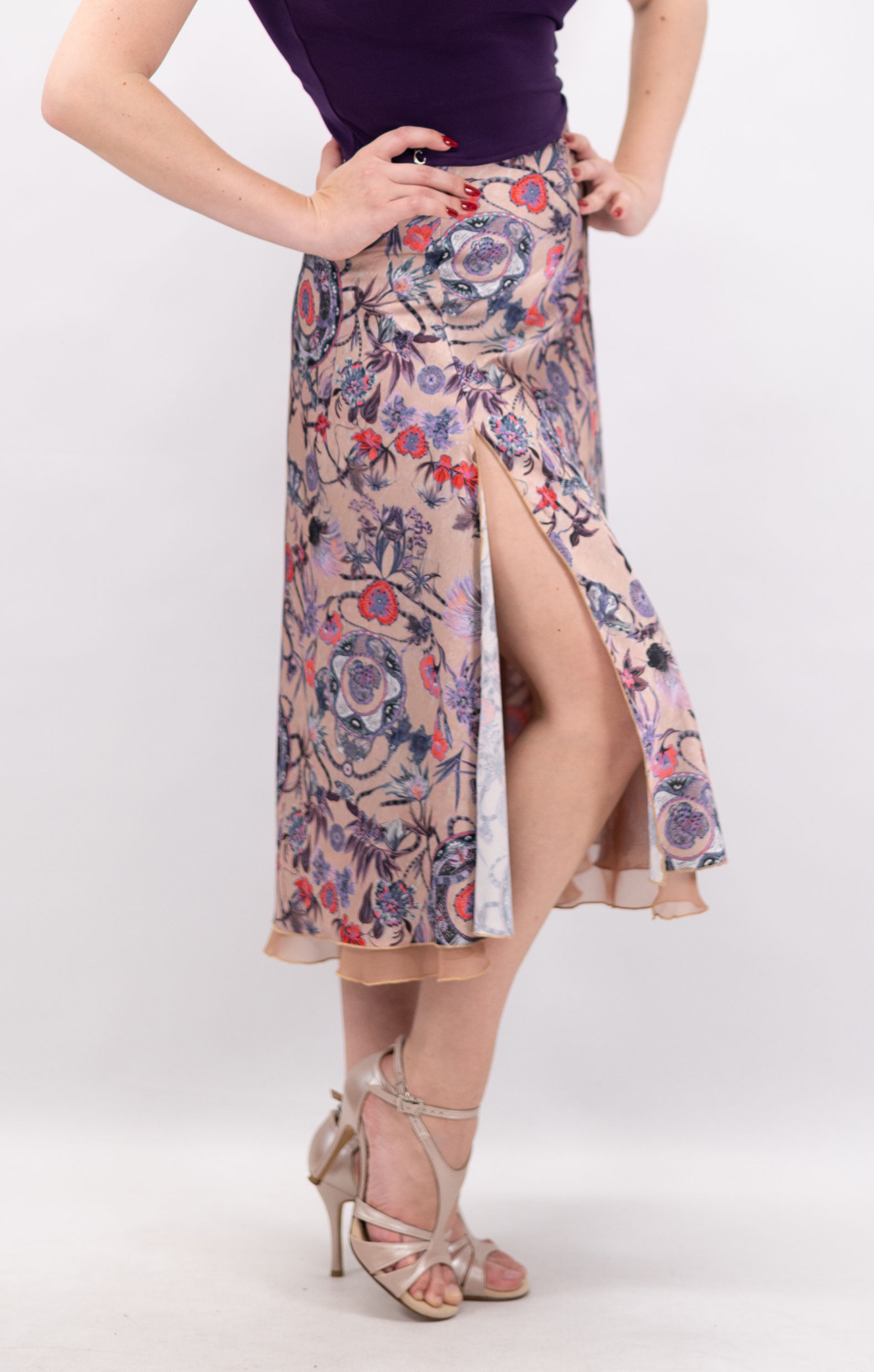 Shawl-Flowy&Satin Klosh Tango Skirt