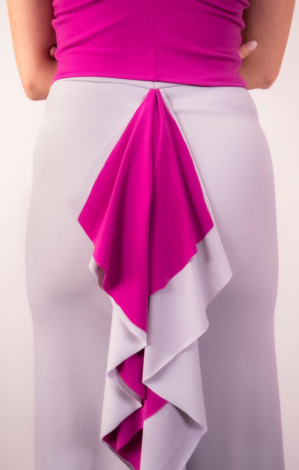 Thumbnail: Amy Light Grey & Fuchsia  Fish Tail Tango Skirt
