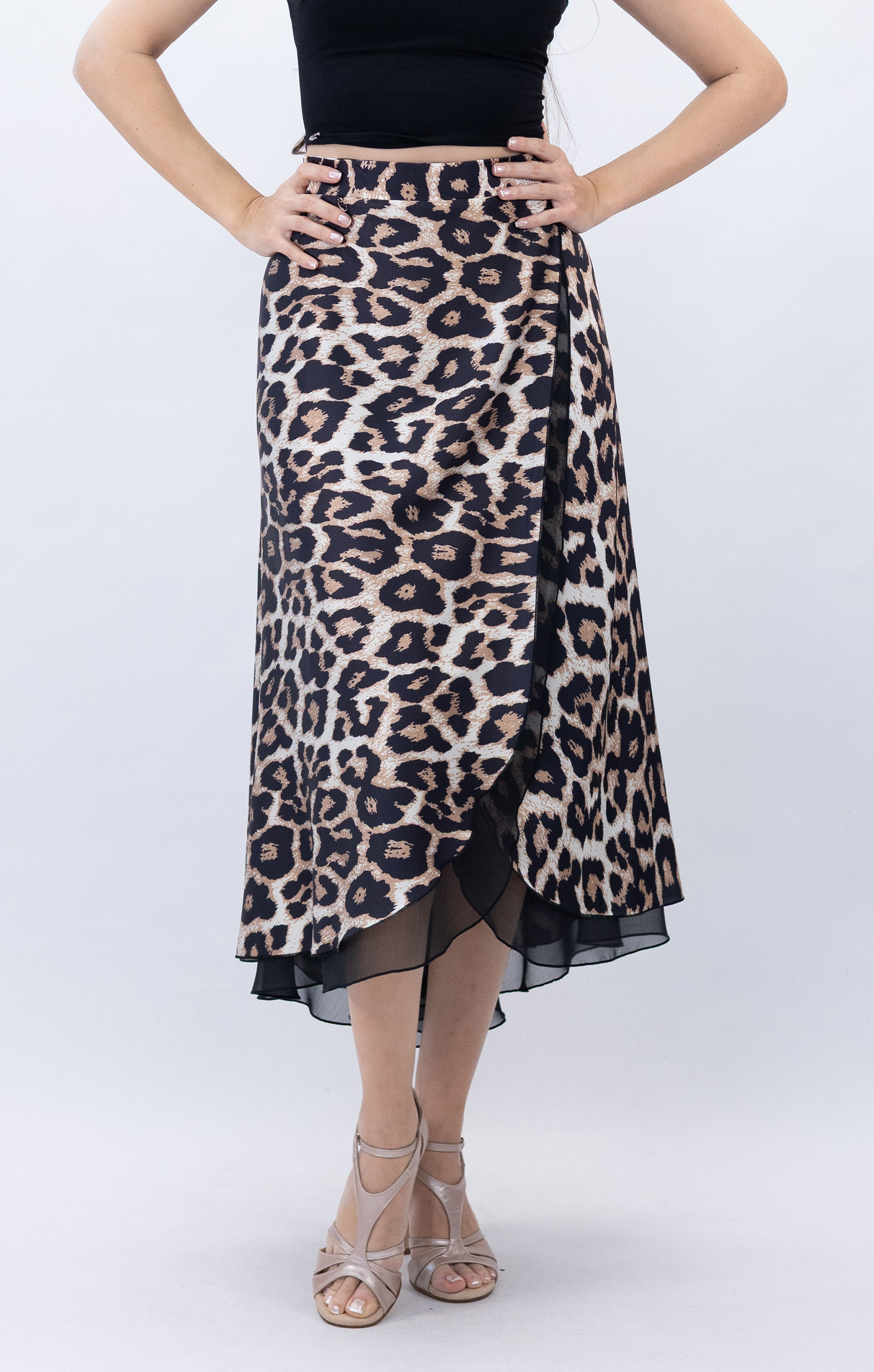 Catherine-Anvelop Flowy&Satin Leopard Klosh Tango Skirt