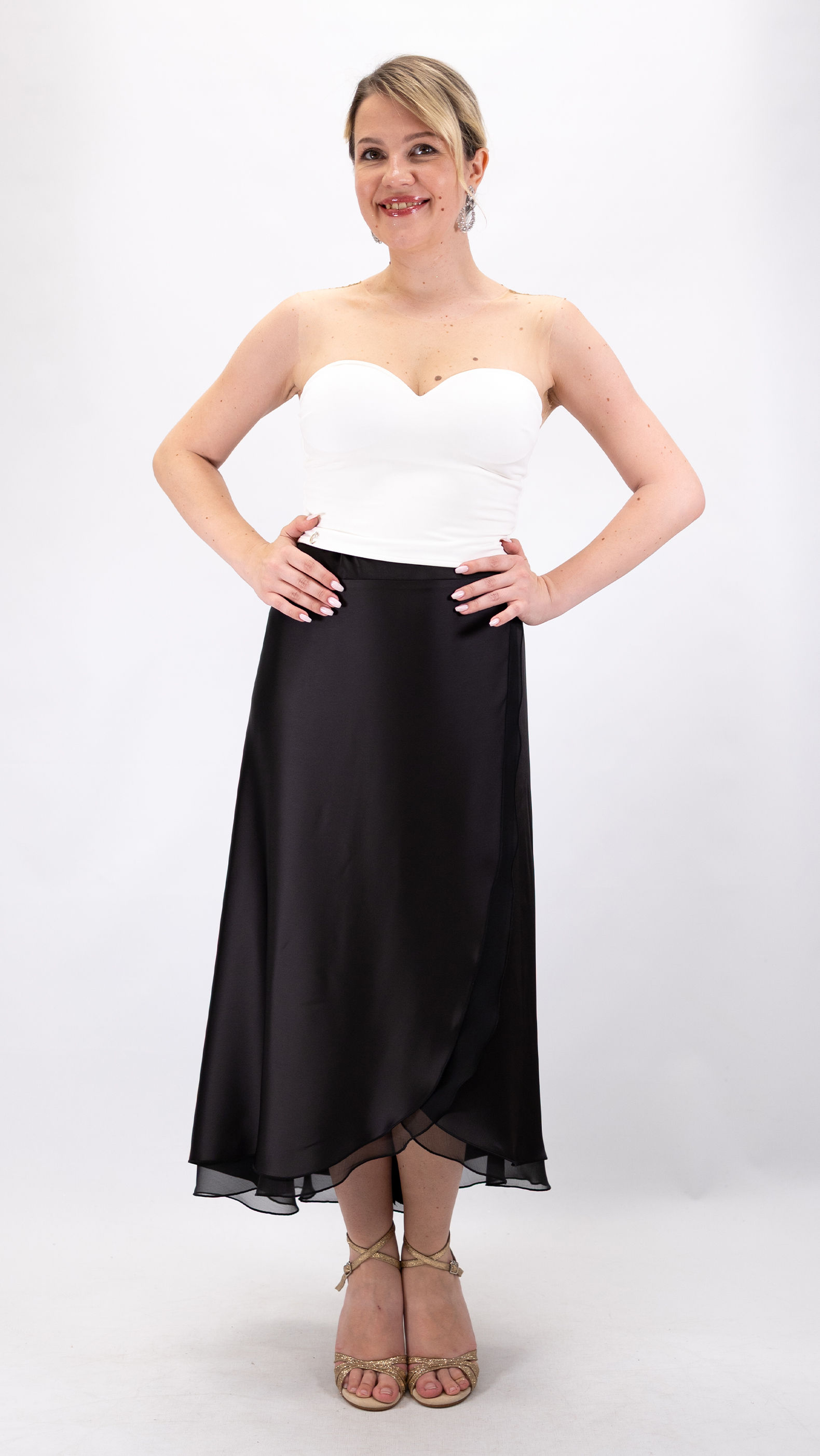 Nocturno-Anvelop Flowy&Satin Klosh Tango Skirt (with Back Slit)