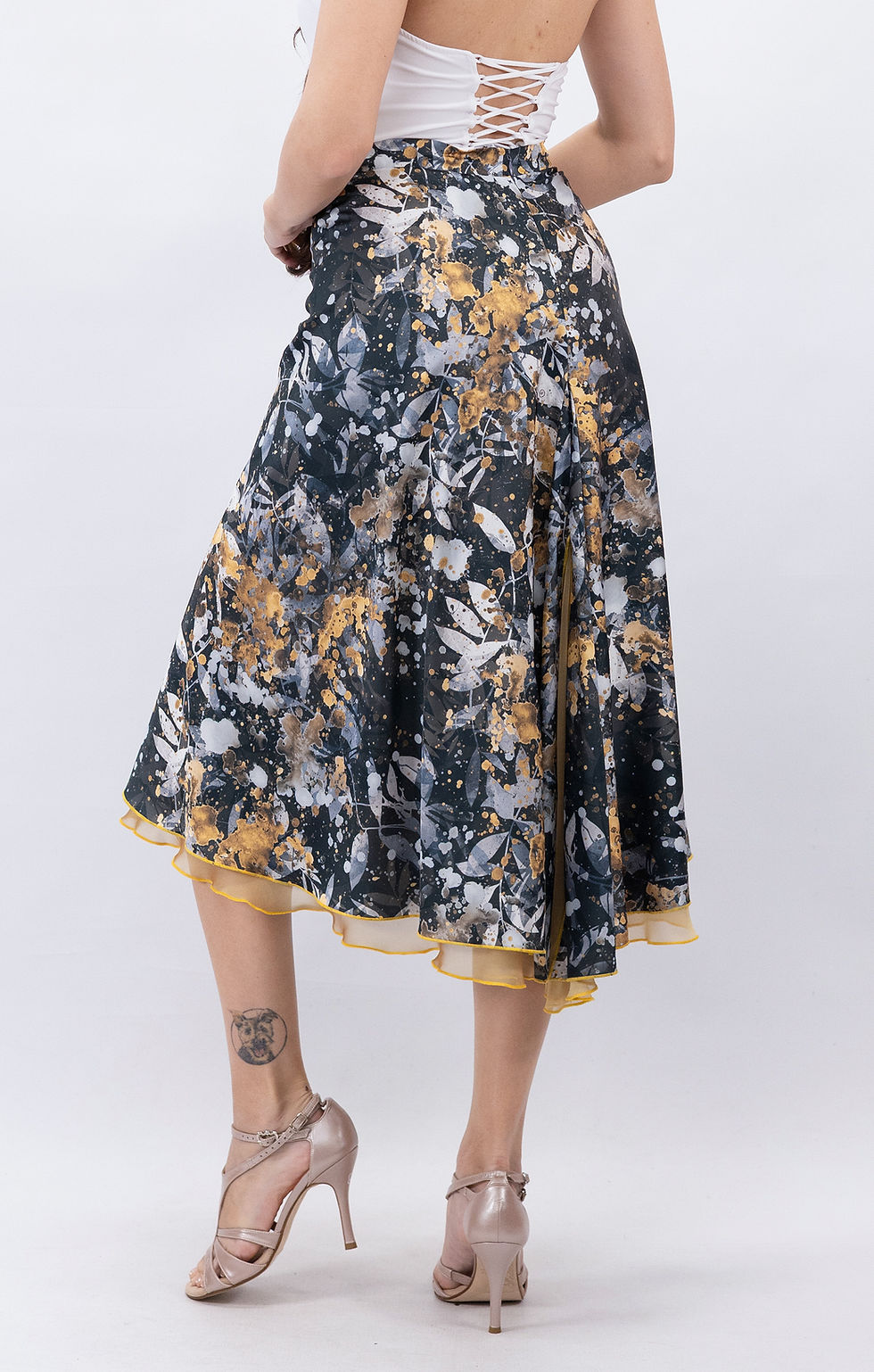 Thumbnail: Dina-Flowy&Satin Klosh Tango Skirt