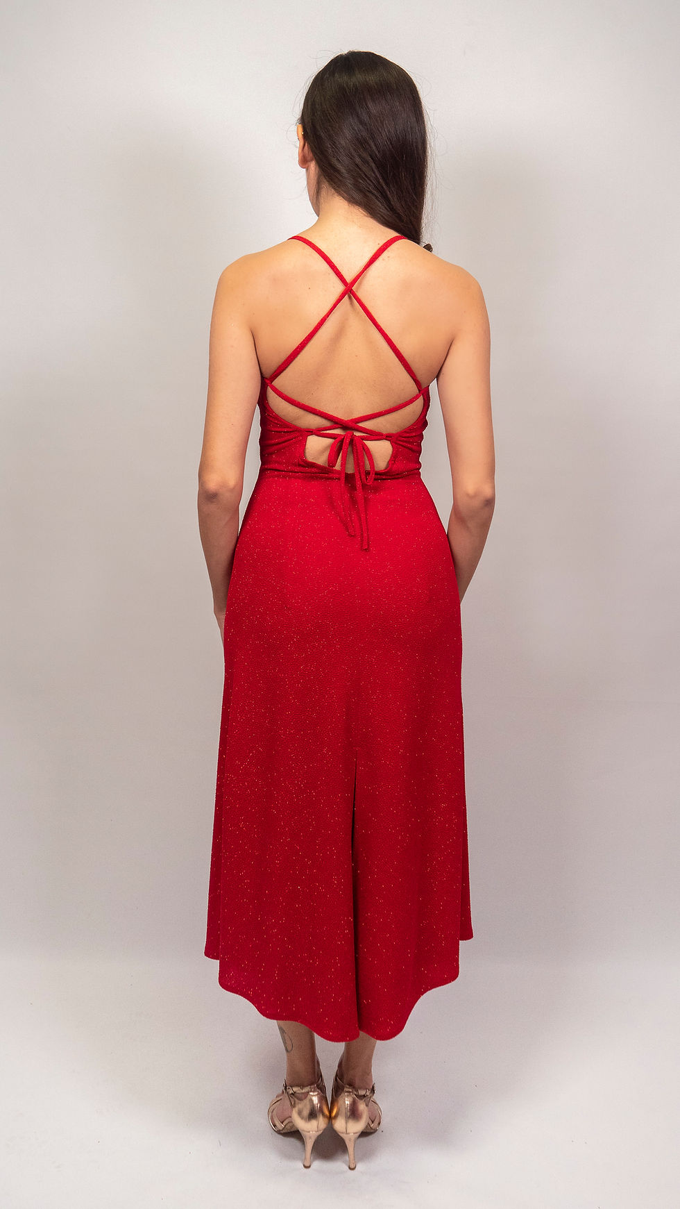 Thumbnail: Aphrodite - Crossed Back Shiny Tango Dress