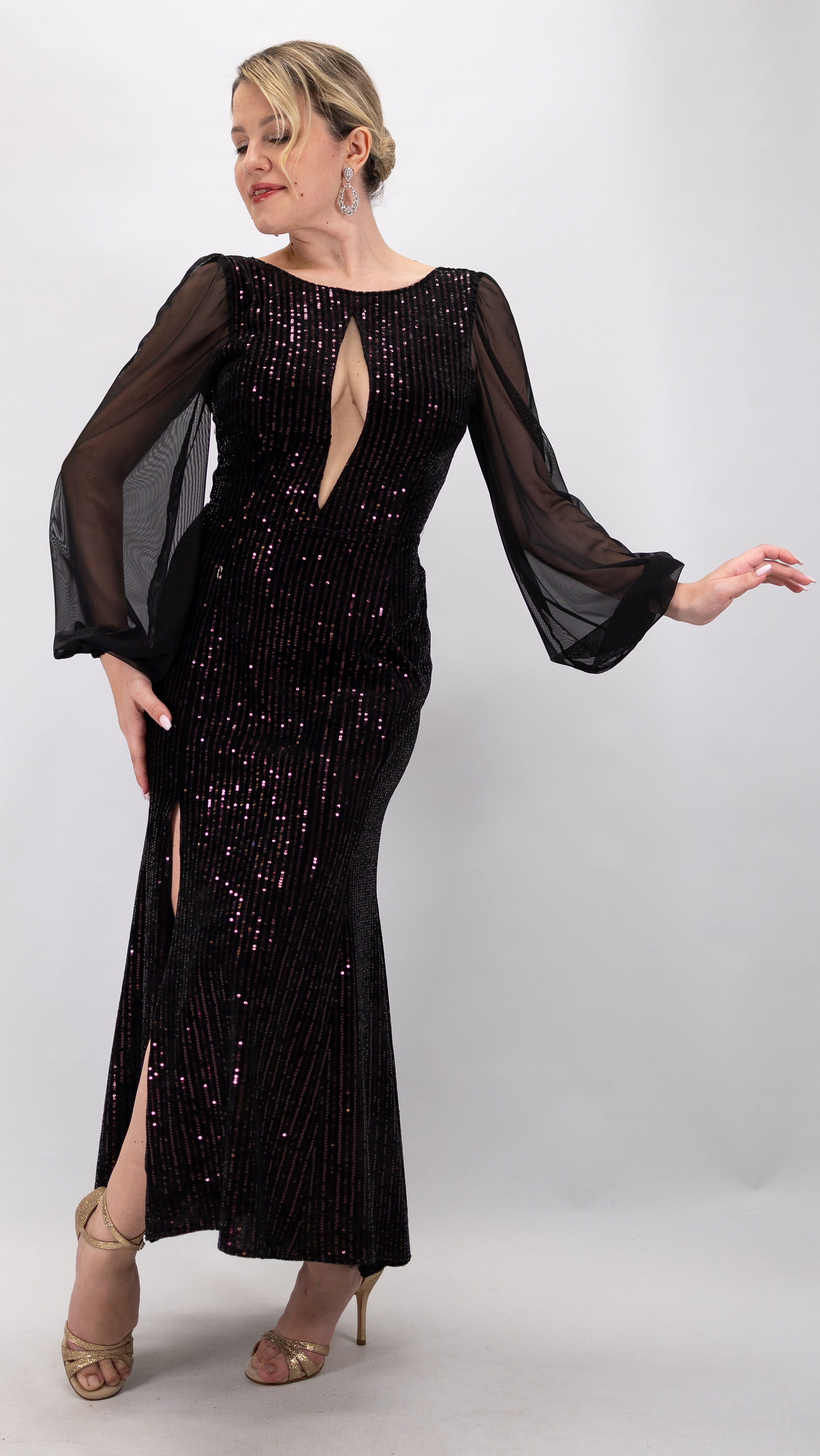 Armond-Purple Sequin Velvet Tango Dress