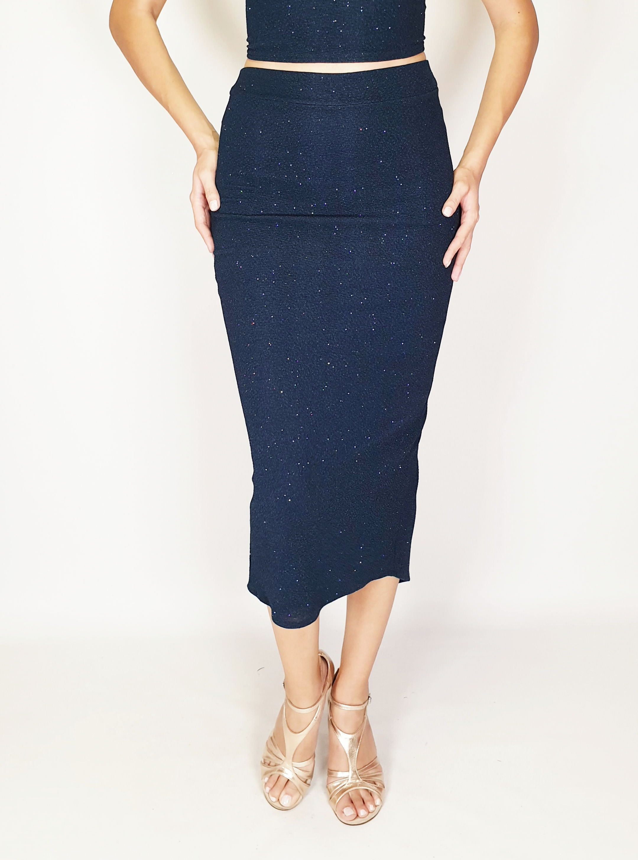Lysaa - Navy Blue Shiny Tango Skirt