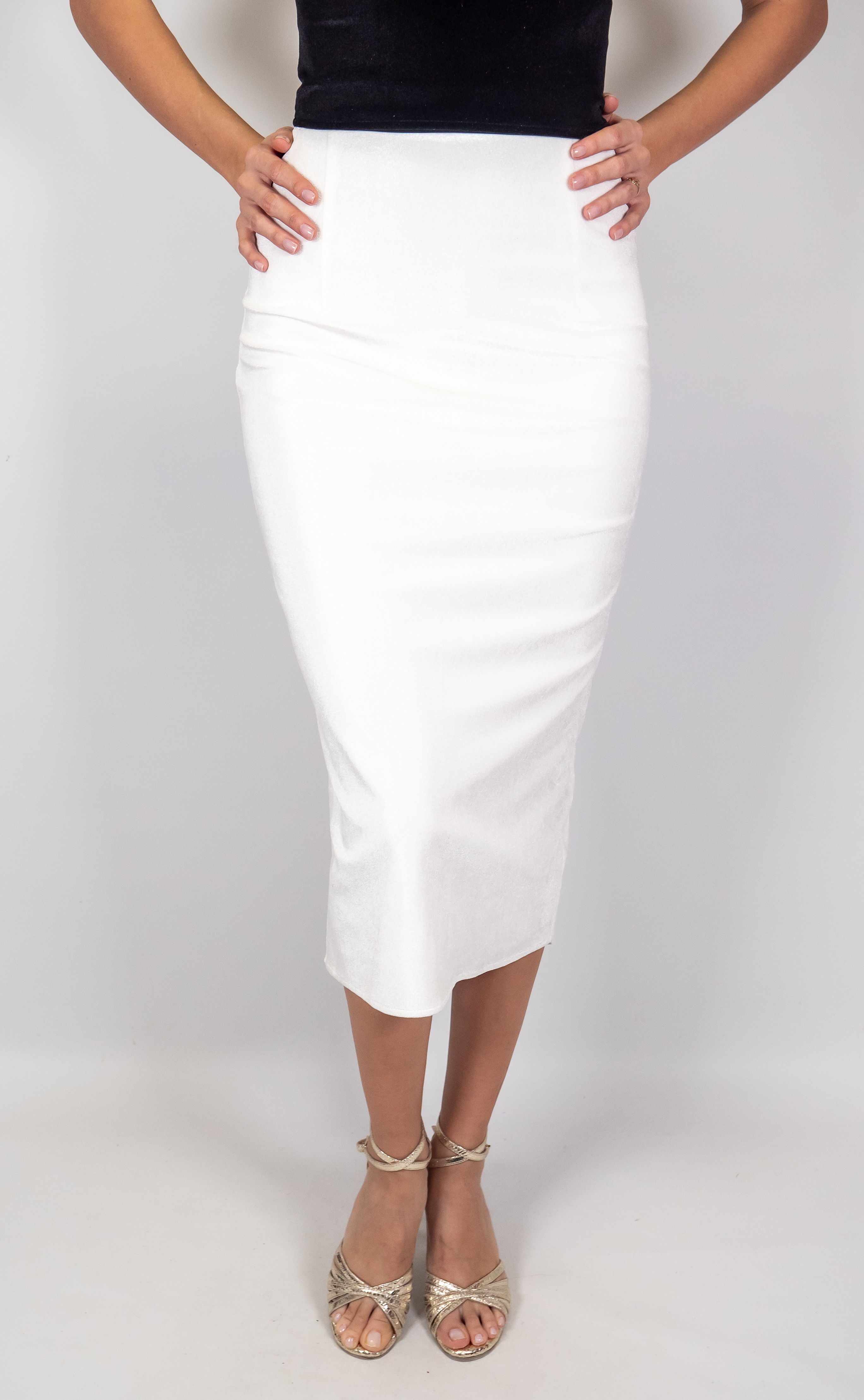 Stephanie - White Velvet Tango Skirt