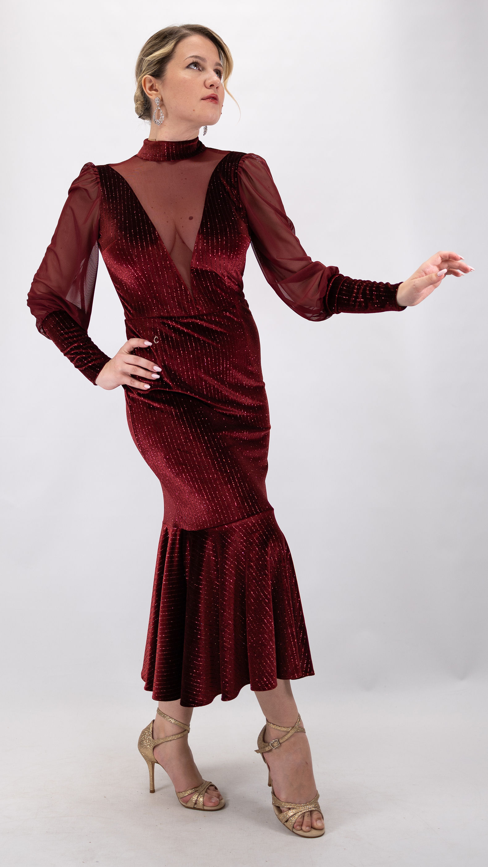 Magnus- Burgundy Velvet Tango Dress