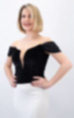 Thumbnail: Elegant Velvet Blouse with Tulle Shoulder Detail