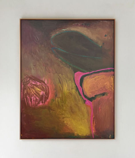 Burnt River abstract painting by Alina Austin, burnt orange and ochre layers on canvas