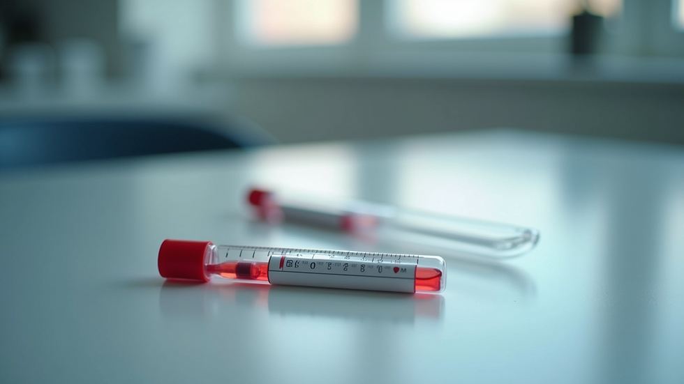 Close-up view of a blood test kit on a table