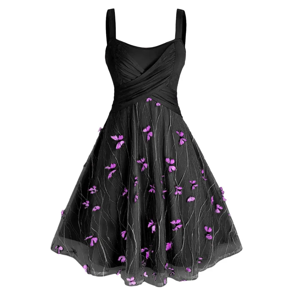 Plus Size Lace Butterfly Cocktail Vestidos Dress