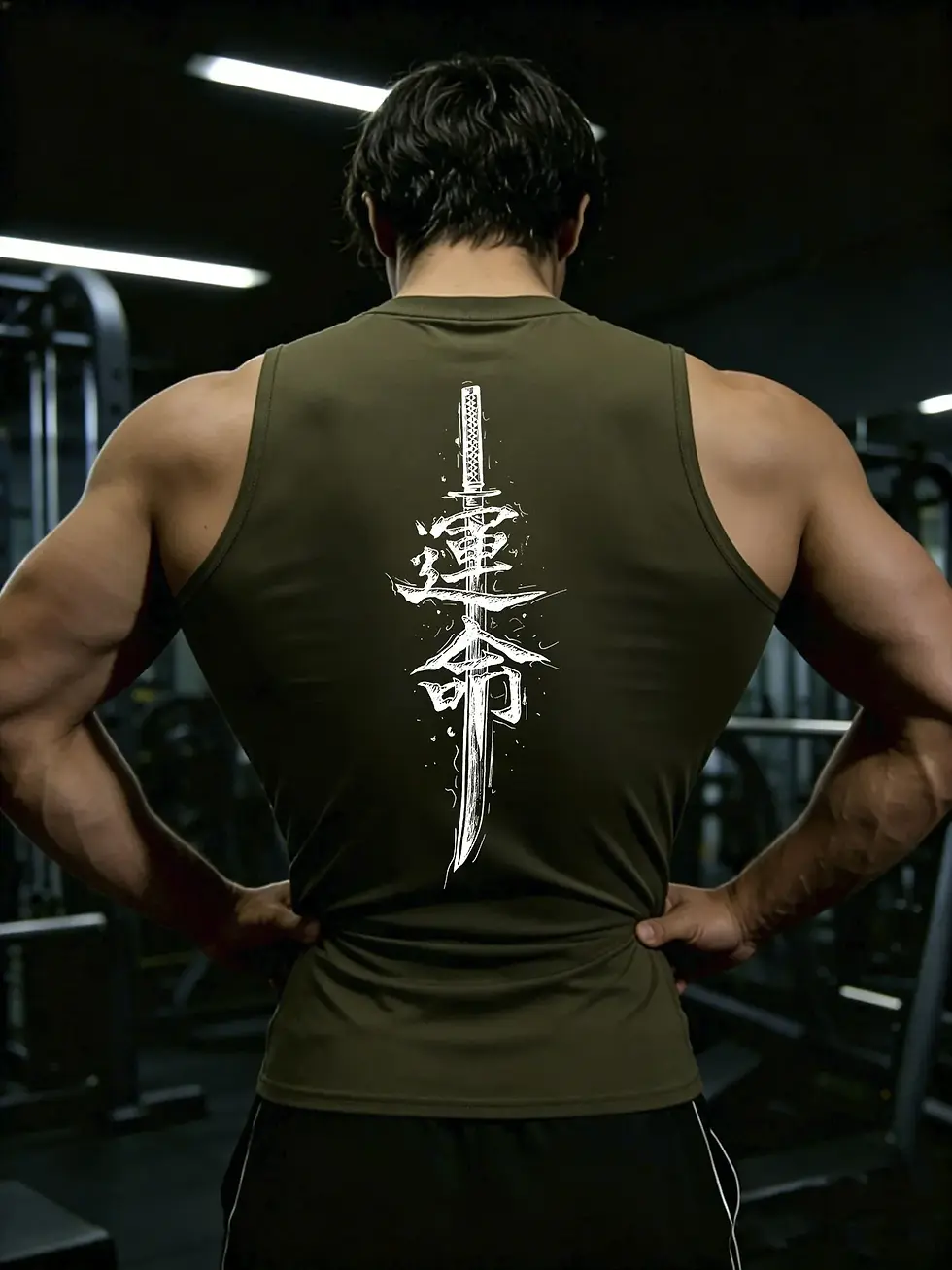 Thumbnail: Y2K Gothic Sword Print Gym Bodybuilding Quick Dry Compression Tank Top