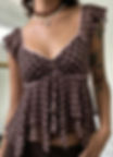 Ruffle Fly Sleeve Pleated Ruched Polka Dot Babydoll T-Shirt