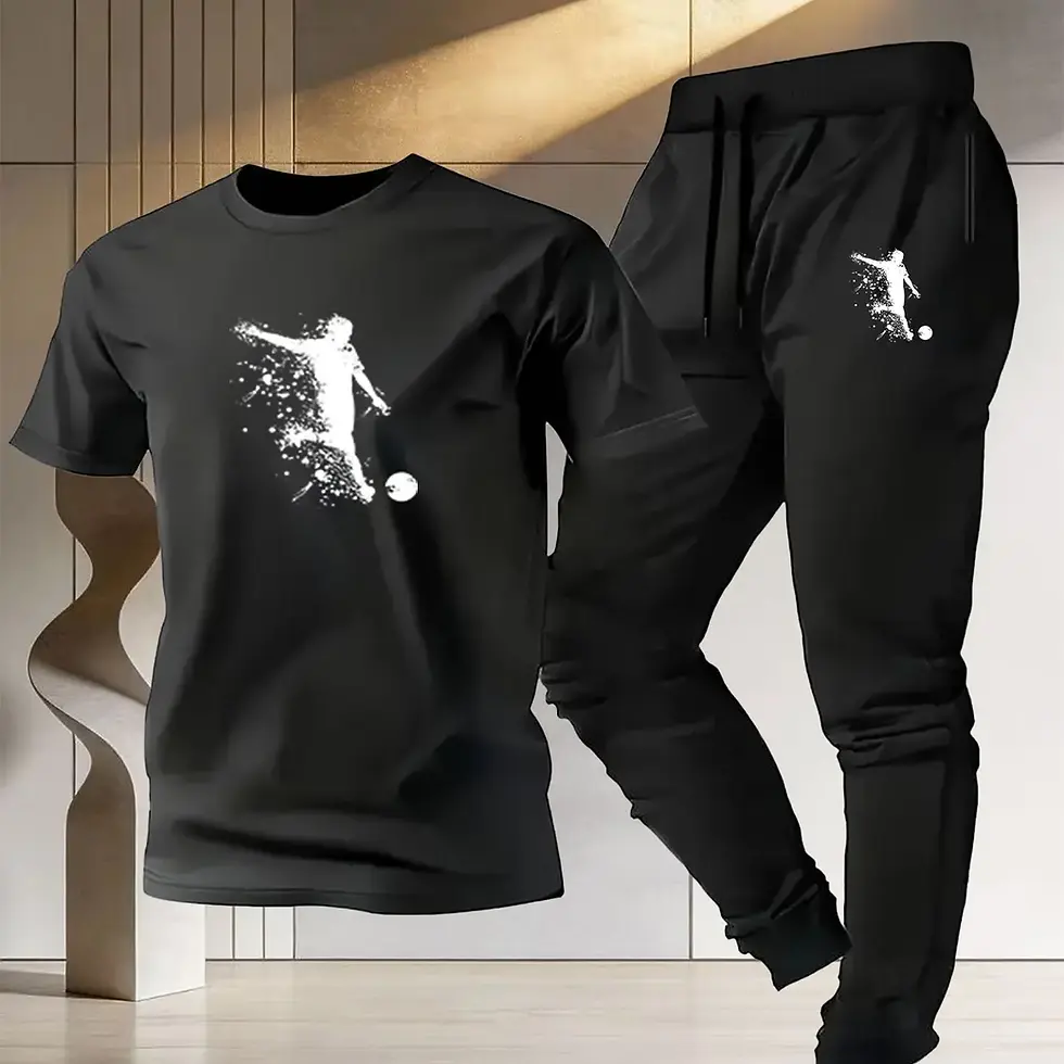 Thumbnail: Soccer Short-Sleeved T-Shirt and Sweatpants Set