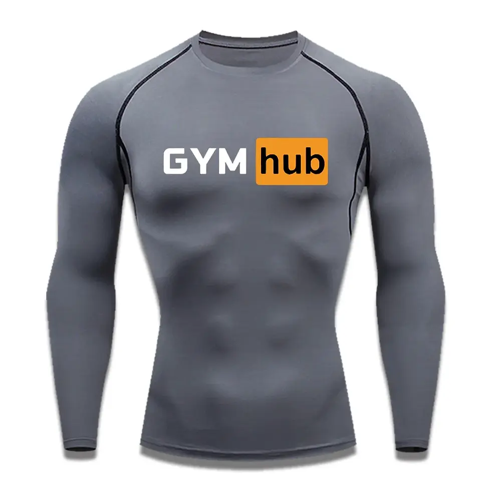 Thumbnail: Gym Hub Quick Dry Bodybuilding Running Long Sleeve Compression Shirt