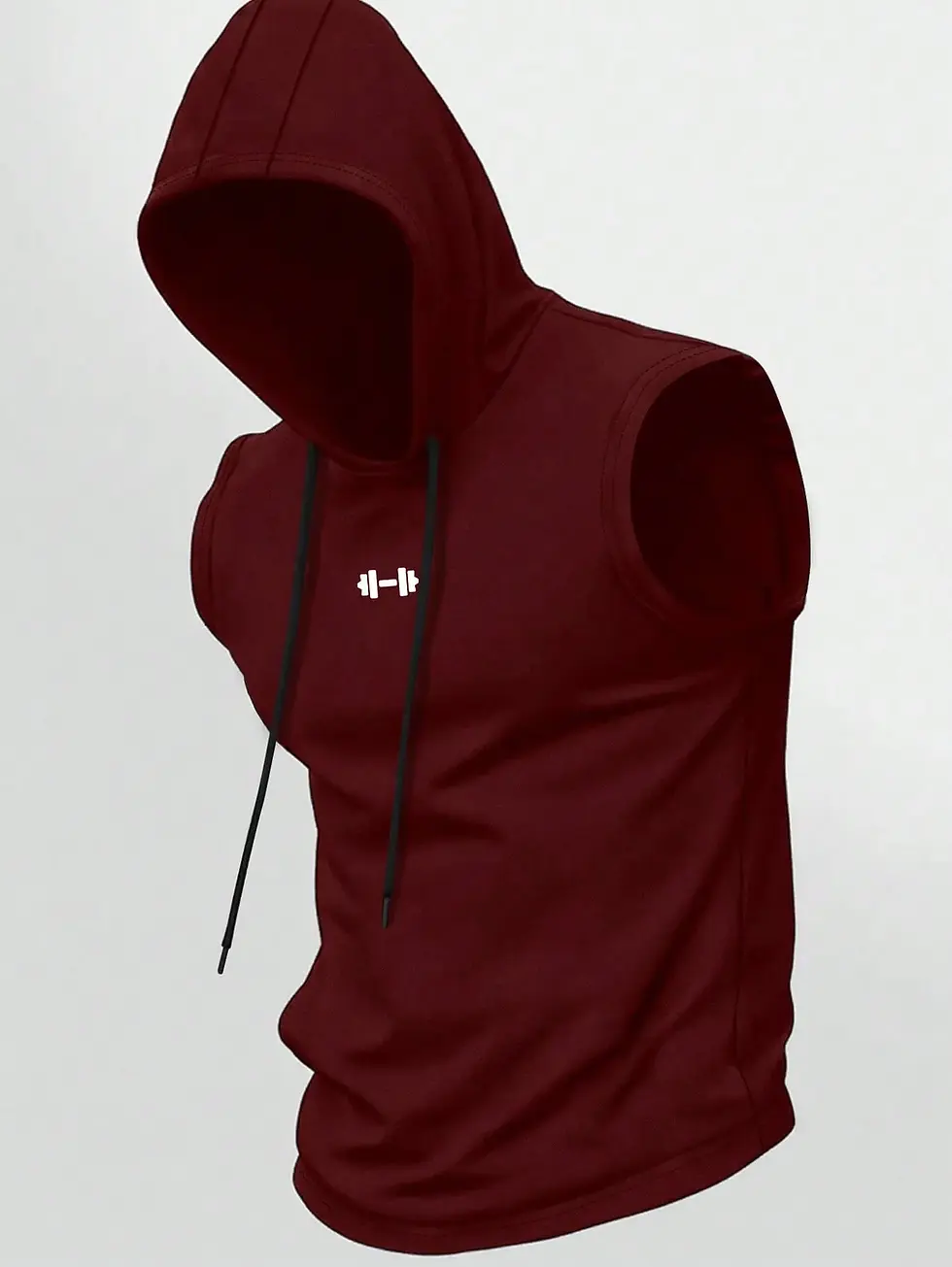 Thumbnail: Hooded Dumbbell Print Gym Tank Top
