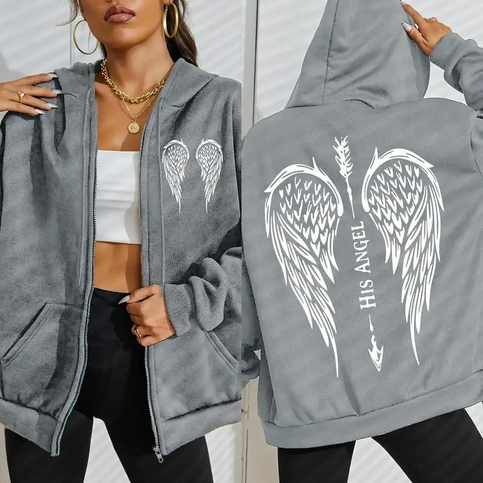 Thumbnail: His Angel Wings Zipper Hoodie