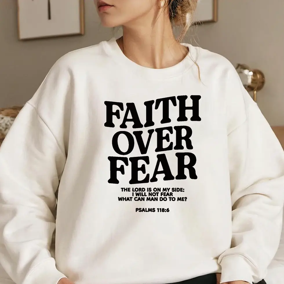 Thumbnail: Aesthetic Faith Over Fear Christian Sweatshirt