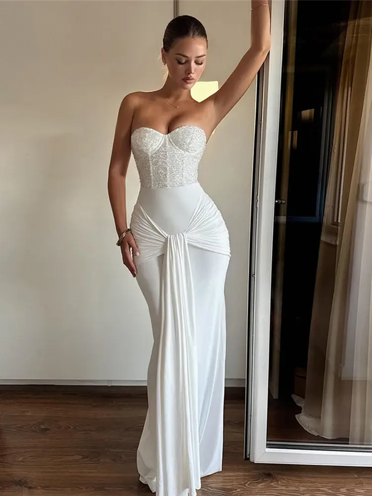 Thumbnail: Backless Knot Ribbon Wrap Hip Bodycon Dress