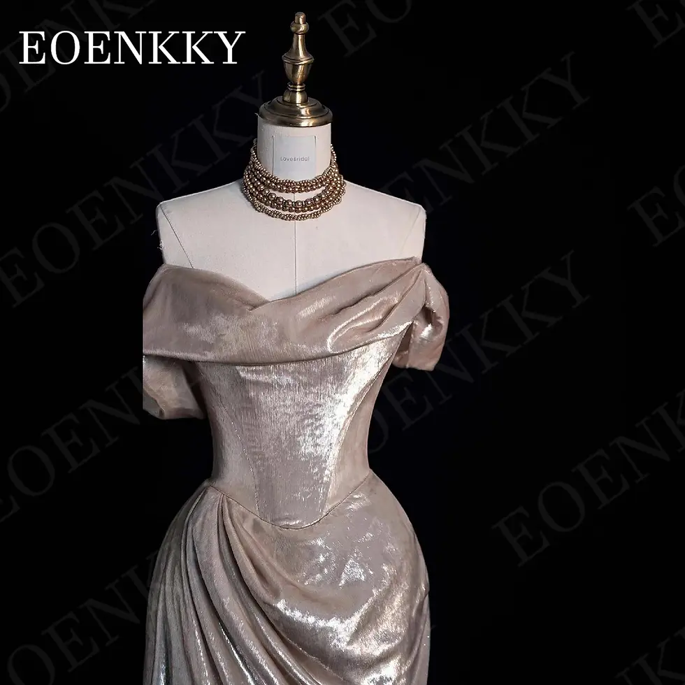 Thumbnail: Off Shoulder Elegant A Line Pleats Party Dress