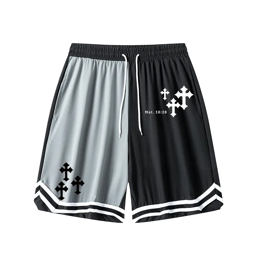 Thumbnail: Men's Cross Print Fitness Shorts