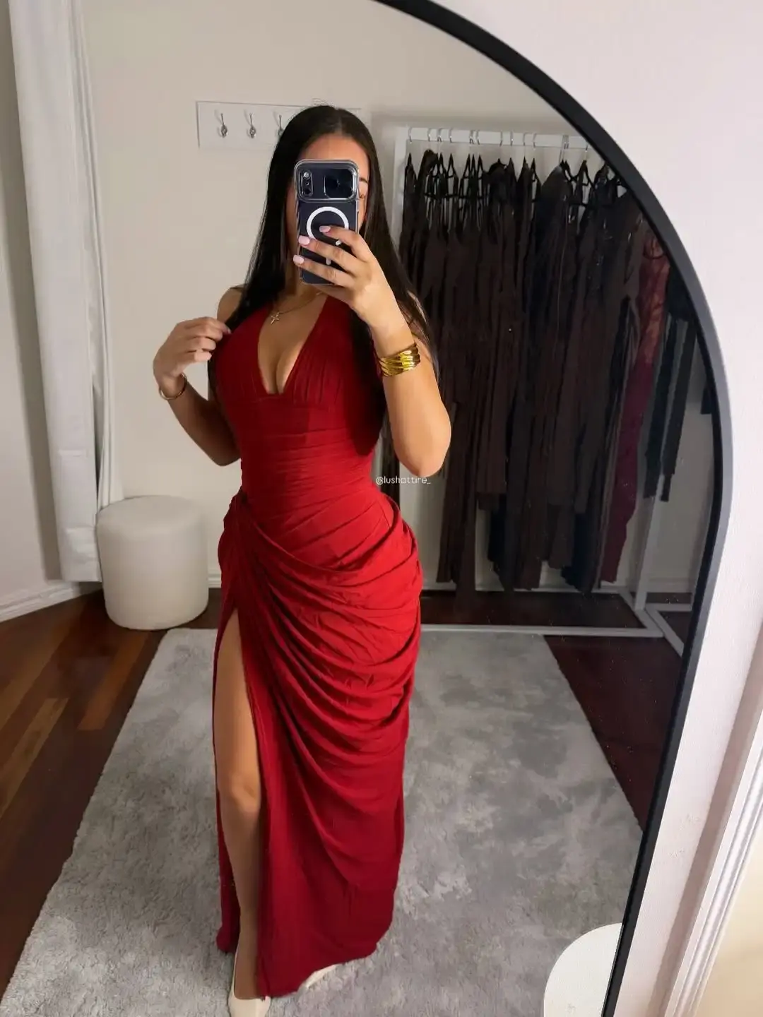 Solid Pleated Halter Split Maxi Dress