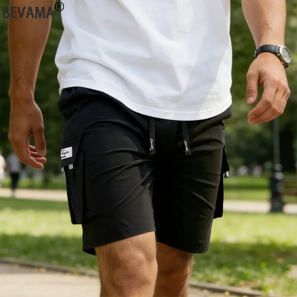 Drawstring Cargo Shorts With Side Pockets