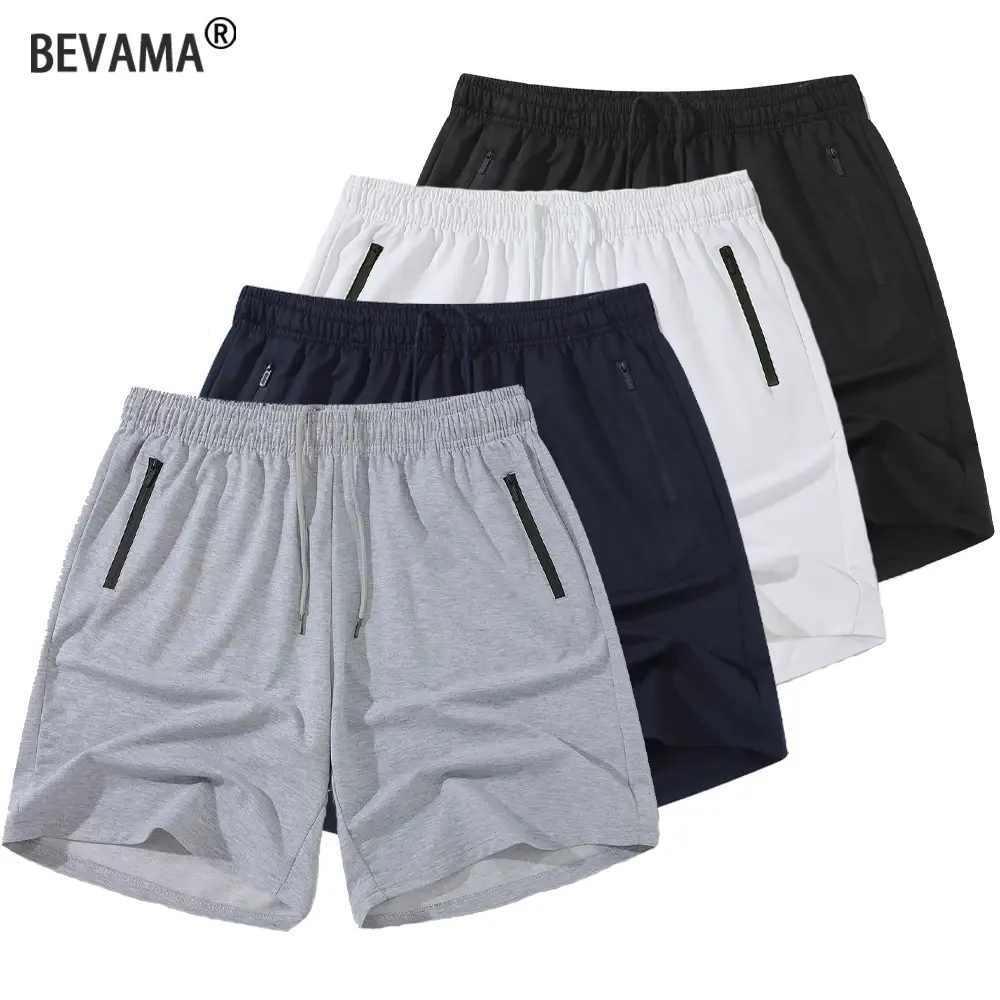 Quick Dry Zipper Pockets Thin Fitness Shorts
